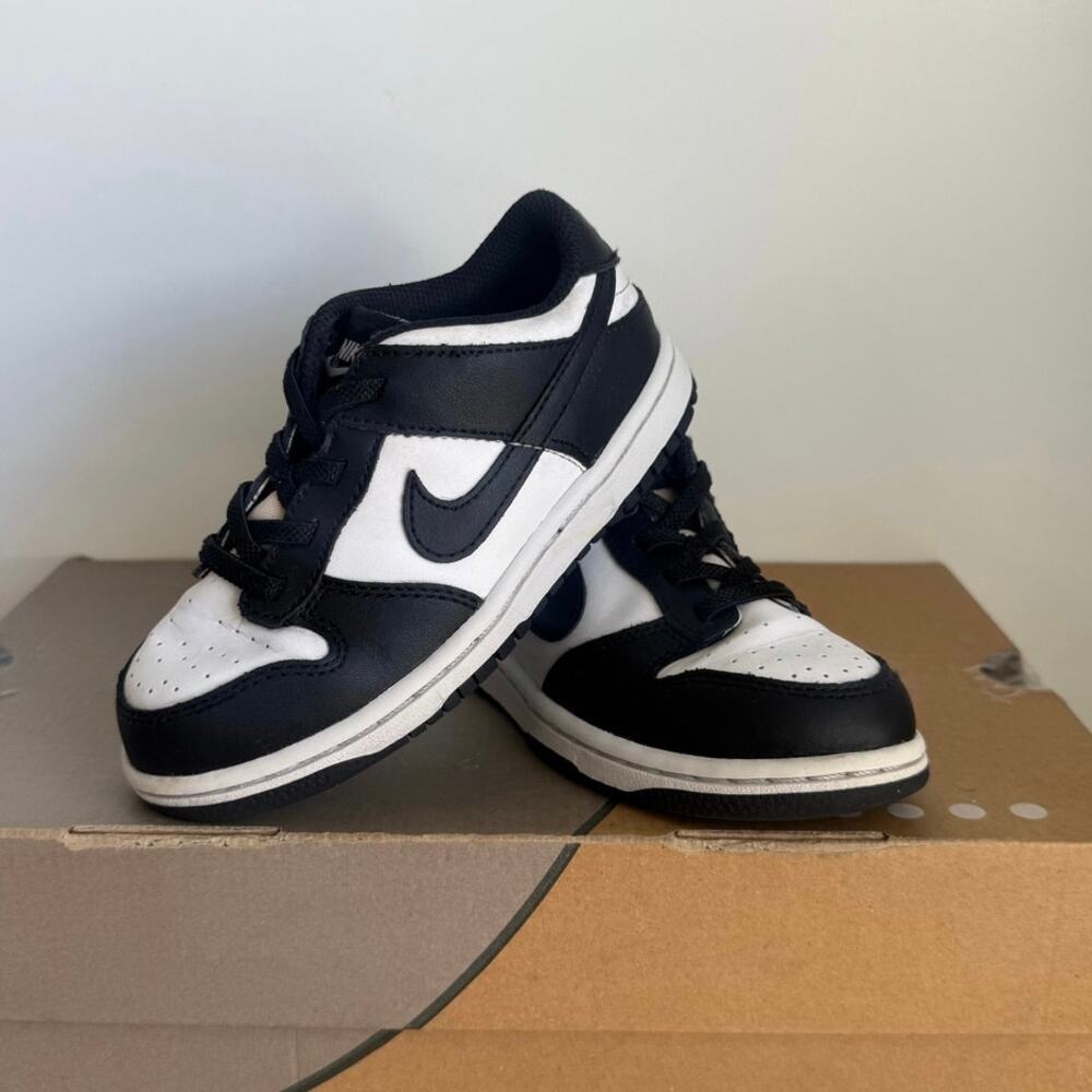 Nike Dunk Low Panda Black/White Toddler Sneakers- SZ 10 C - Picture 5 of 12